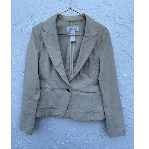 London Jean Womens Courdery Career Blazer Jacket Beige Sz 8 - Picture 1 of 9